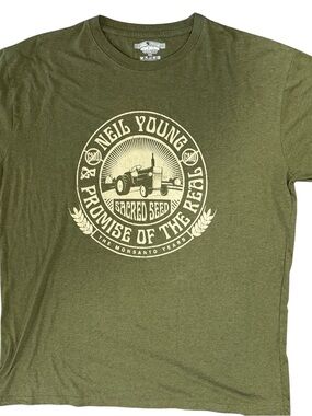 Neil Young Olive Green Graphic Short Sleeve Tee - Made w/ Recycled Cotton